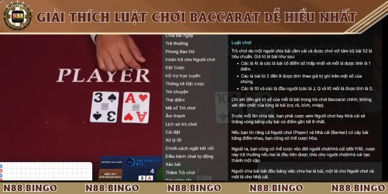 Hướng Dẫn Luật Chơi Baccarat Tại N88 Chi Tiết Từ A-Z Hiểu rõ luật chơi, thuật ngữ và quy tắc tính điểm baccarat